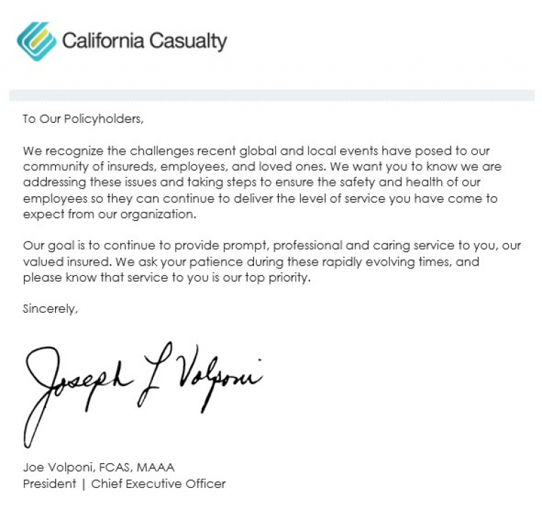 CalCas Pres Letter COVID-19